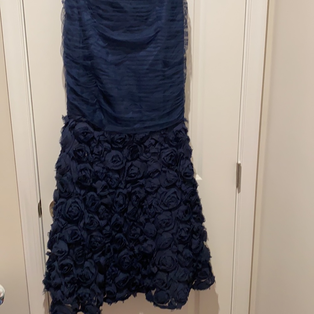 Js Collection, Navy Blue Fishtail Gown , Size 10 - image 3